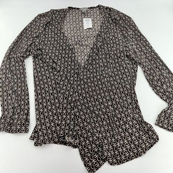 Chicos Stamped Geometric Jacket Chocolate Chip Acetate Size XL NWT - Picture 1 of 4